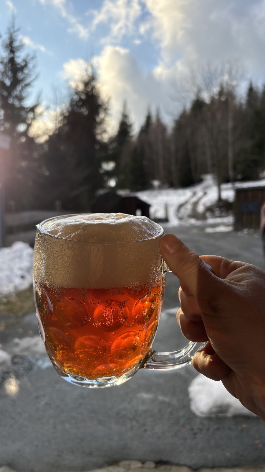 Vychlazené pivo a zimní pohoda na samotě